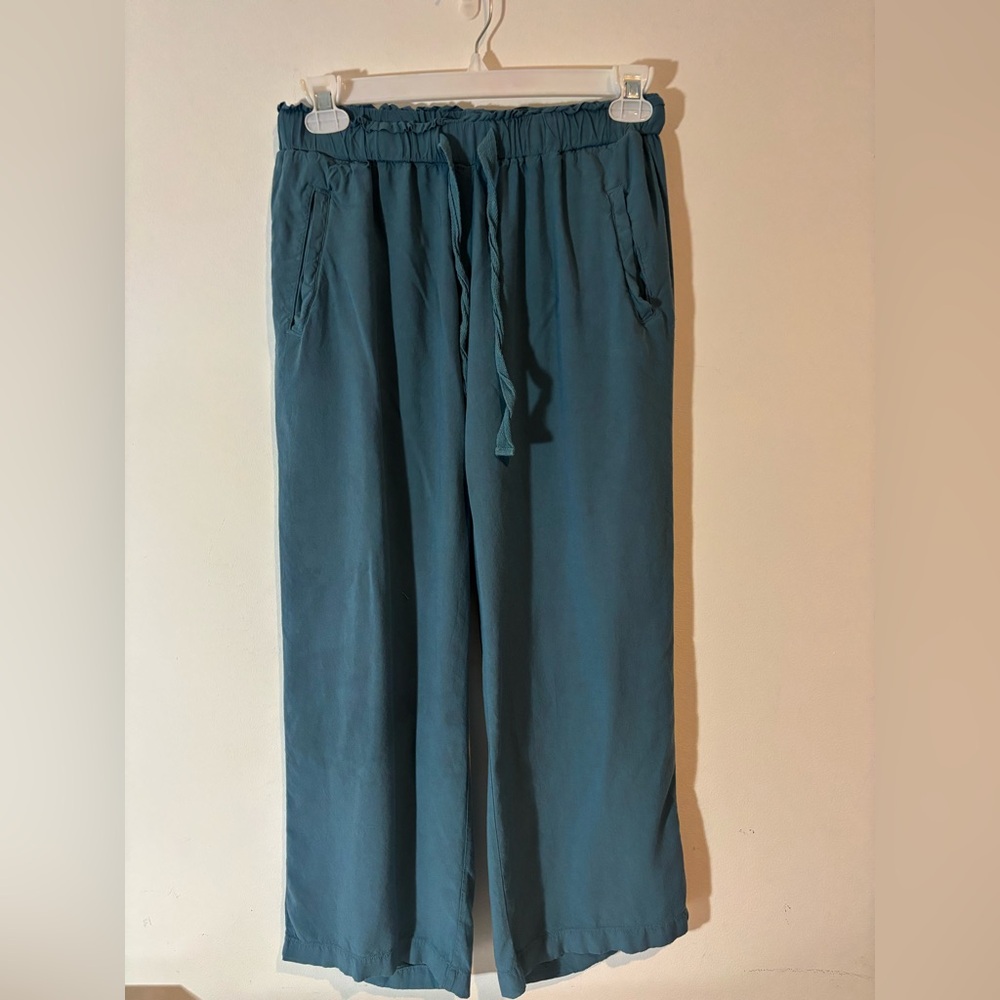 Lagaci Women’s Medium Teal Blue Drawstring Pull on Pants Light Weight Casual